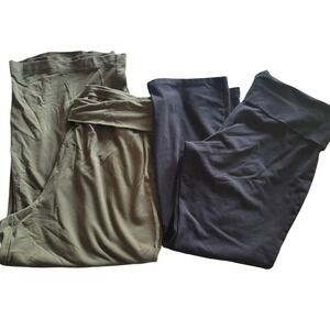 Old Navy Active Womens XL Black Bootcut & Olive Green Wideleg Yoga Foldover Pant